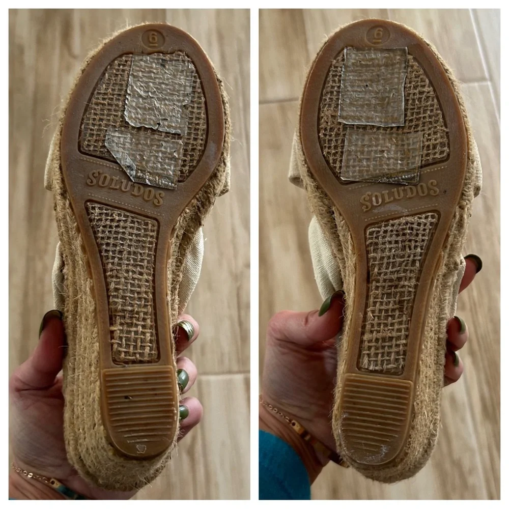 Soludos ivory knotted wedge espadrilles Size 6
